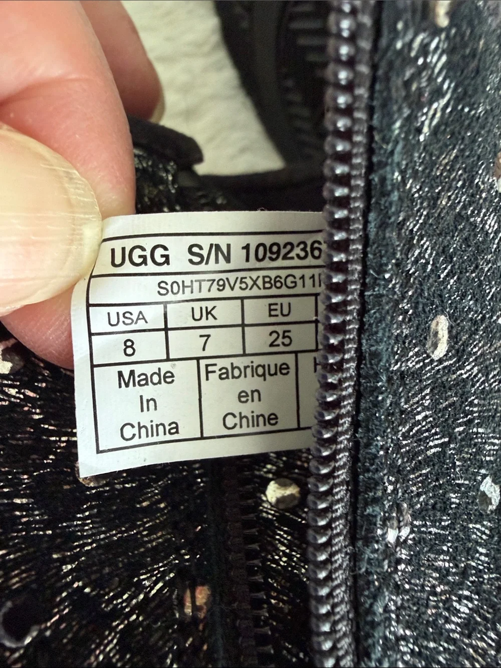 UGG toddler girls size 8 black silver sparkle leopard zip up boots